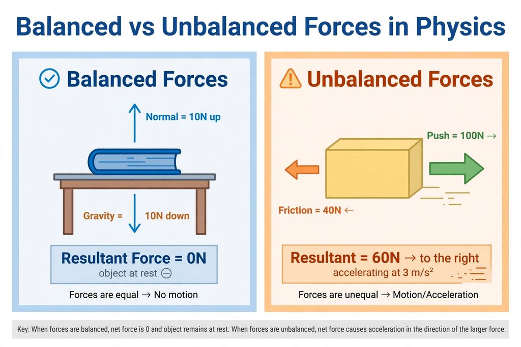 Balanced and Unbalanced Forces in Physics