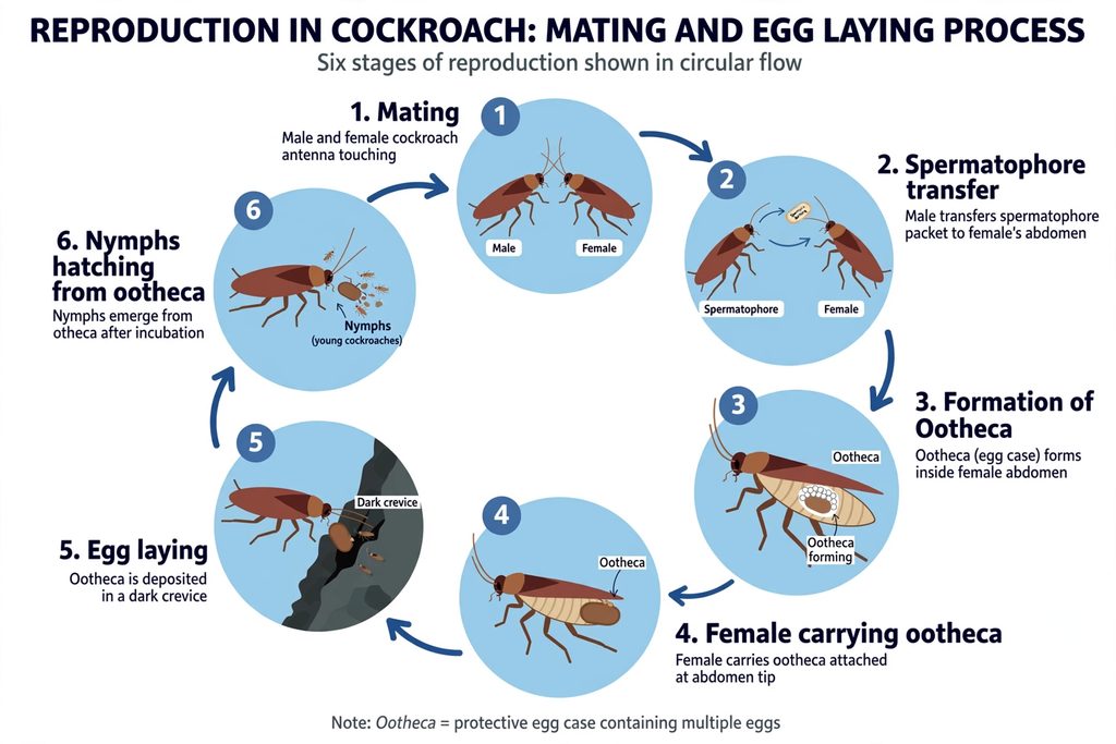 Reproduction in Cockroach: Mating, Egg Laying