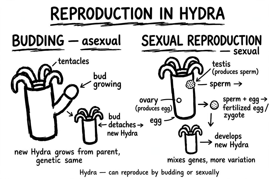 Reproduction in Hydra budding diagram