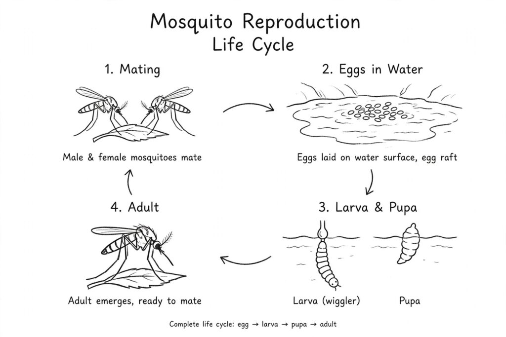 Simple diagram of reproduction in mosquito life cycle